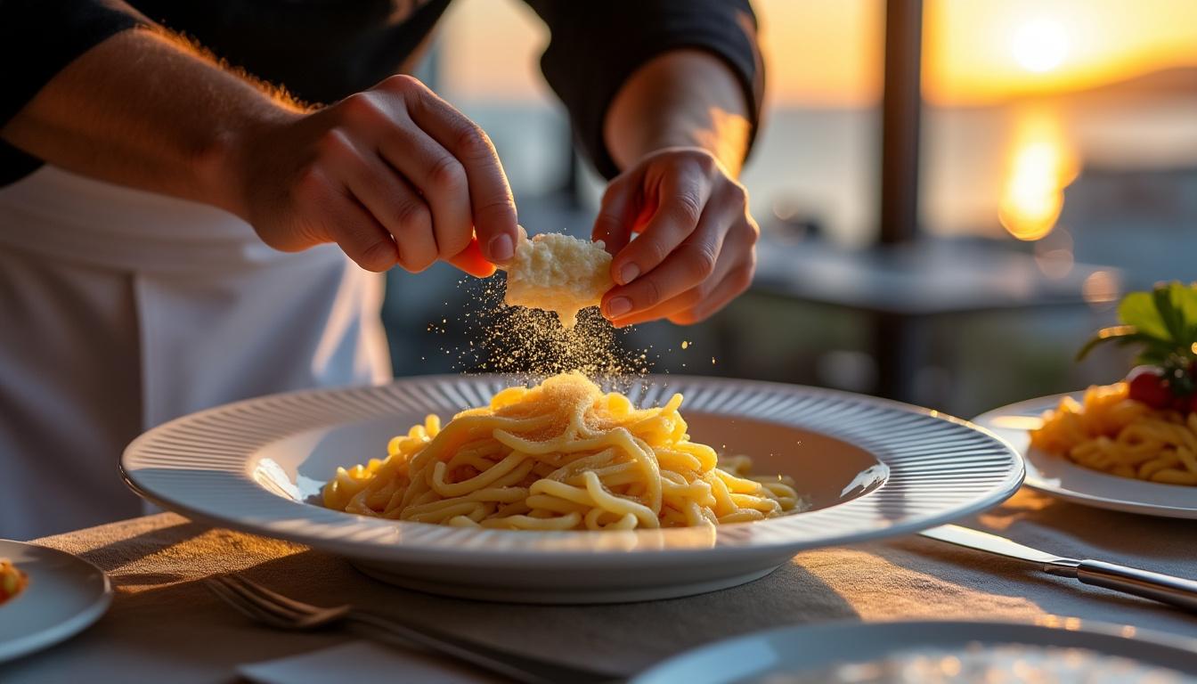 découvrez l'expérience gastronomique exceptionnelle du chef giorgio locatelli à l'hôtel amara, à chypre, où la truffe blanche est mise à l'honneur à travers des créations culinaires raffinées et savoureuses.