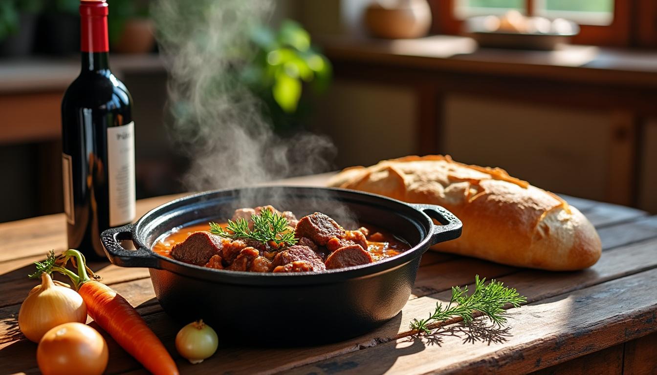 découvrez la recette authentique du boeuf bourguignon de grand-mère, un plat traditionnel savoureux à préparer facilement chez vous pour un repas convivial.