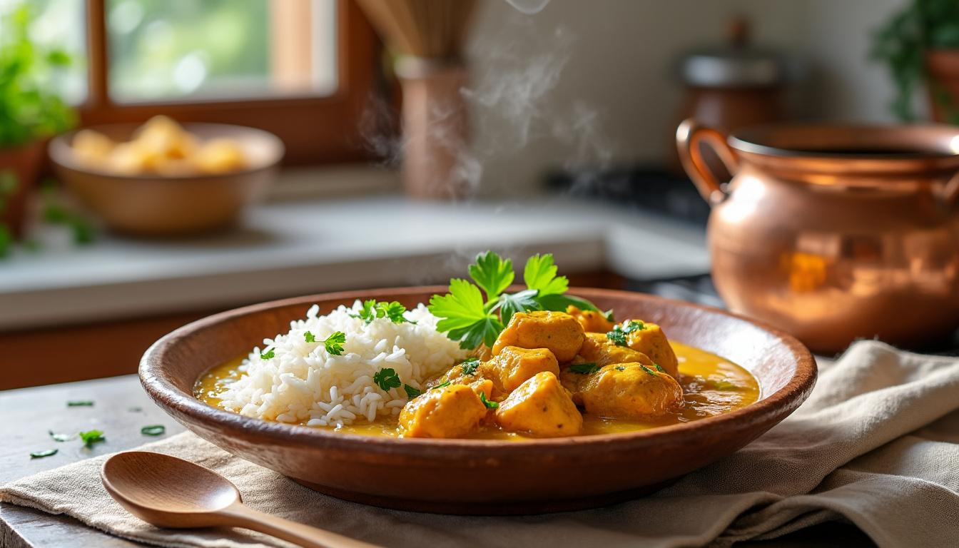 découvrez notre recette facile de poulet curry coco, un plat savoureux et parfumé, parfait pour un repas rapide et gourmand.