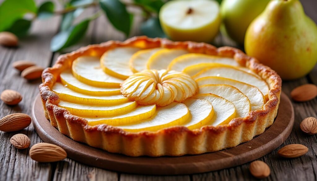 découvrez la tarte poire amandine, une gourmandise irrésistible alliant la douceur des poires à la richesse de la crème d'amandes. parfaite pour toutes vos envies sucrées !
