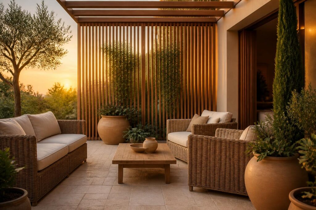 découvrez nos claustras bois pour terrasse alliant intimité et style à l'italienne, parfaits pour créer un espace extérieur élégant et convivial.