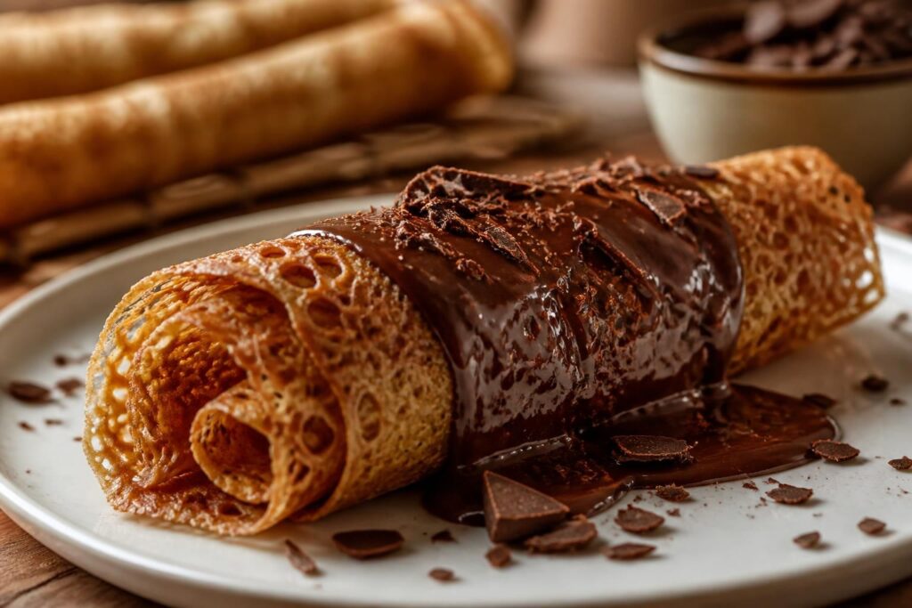 découvrez la crêpe dentelle au chocolat croustillant, une gourmandise irrésistible qui allie finesse et saveurs pour un plaisir chocolaté unique à savourer.