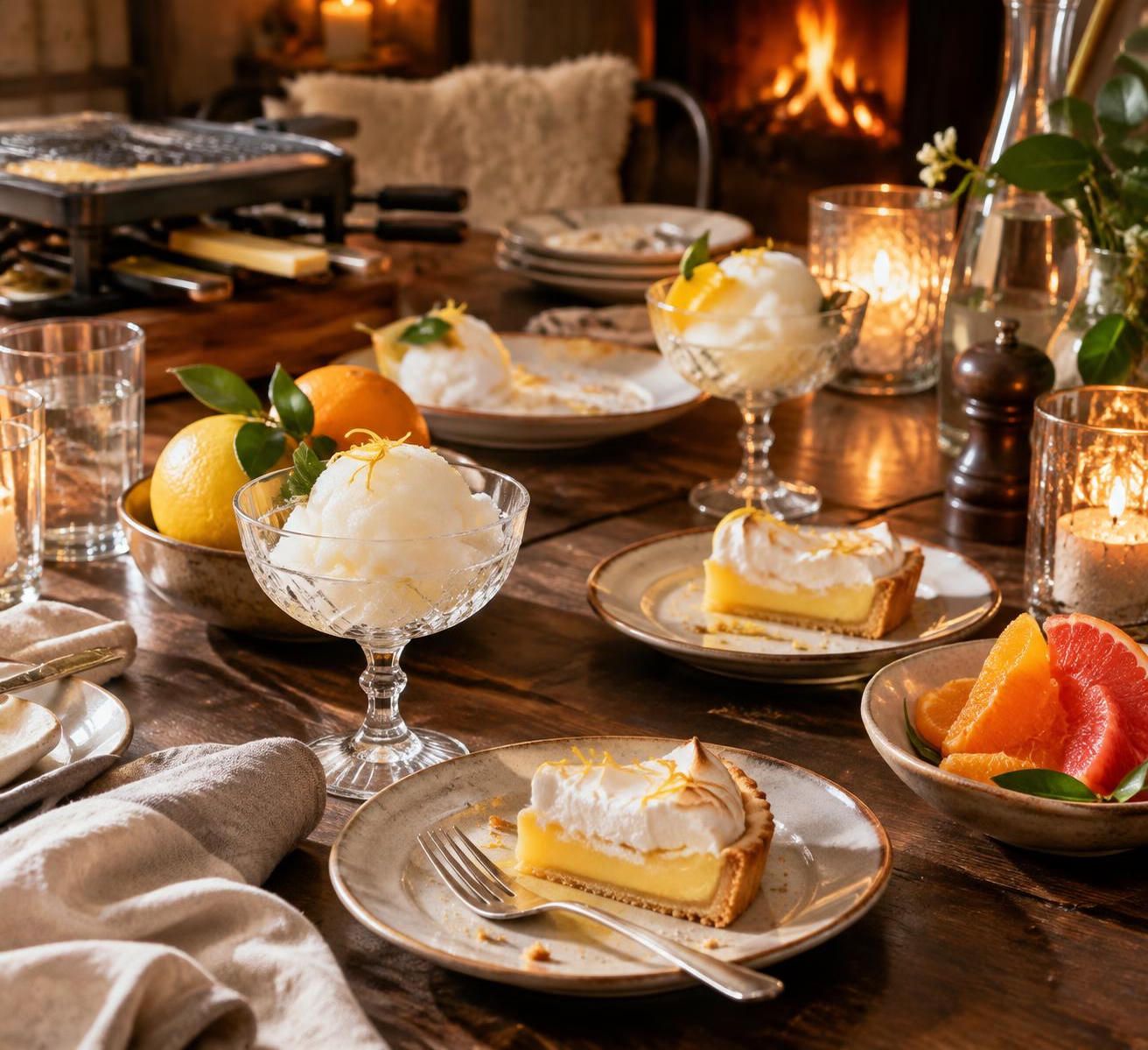 après une raclette, optez pour des desserts légers et fruités : salade d’agrumes, sorbet ou compote, pour finir le repas sur une note fraîche sans vous écœurer.