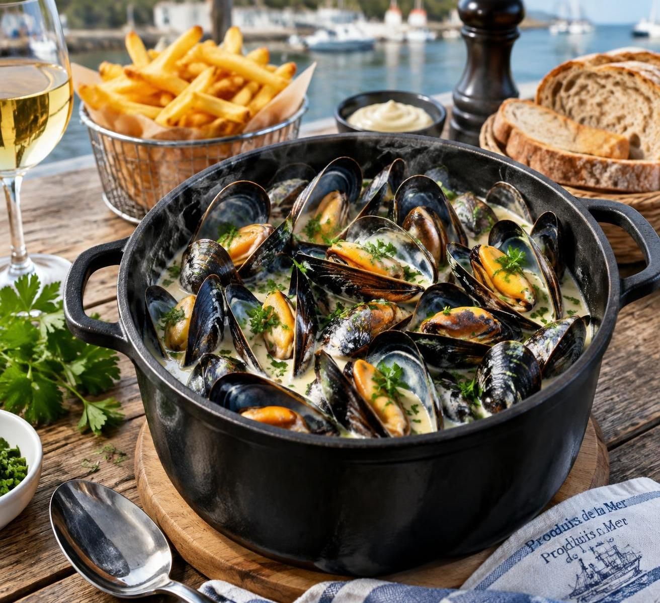découvrez la recette des moules marinière à la crème : des moules savoureuses, nappées d’une sauce onctueuse, pour un délicieux air de bord de mer.