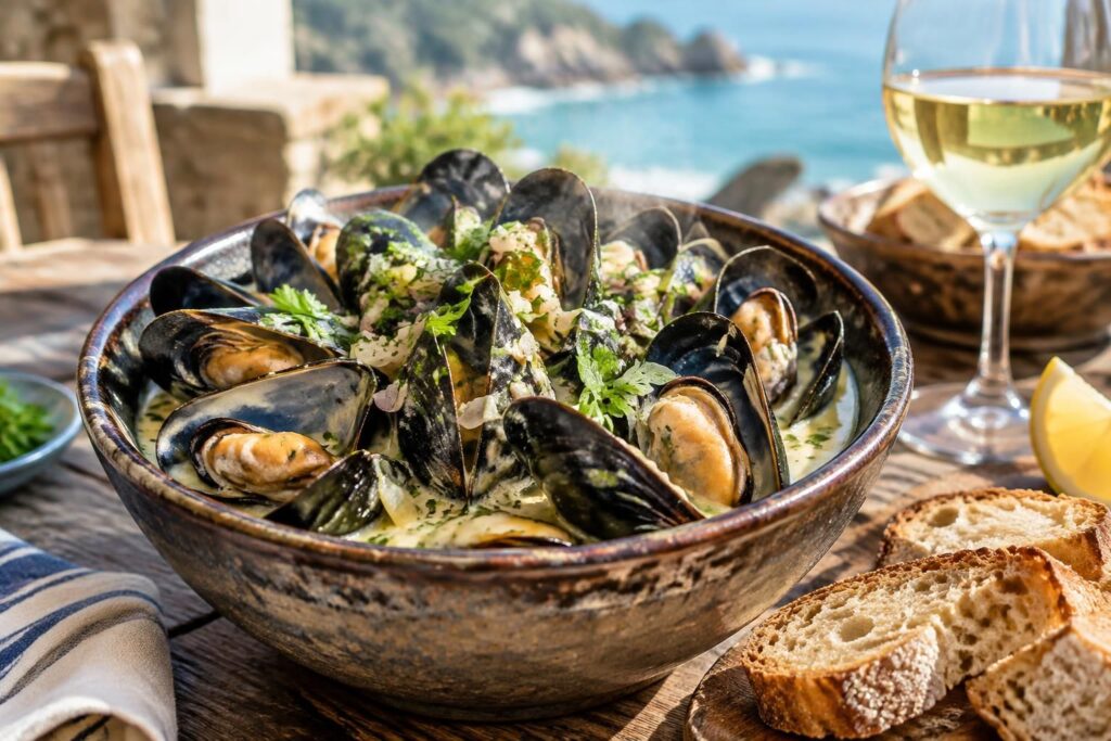 découvrez la recette des moules marinière à la crème : des moules tendres, une sauce onctueuse et un délicieux parfum de bord de mer.