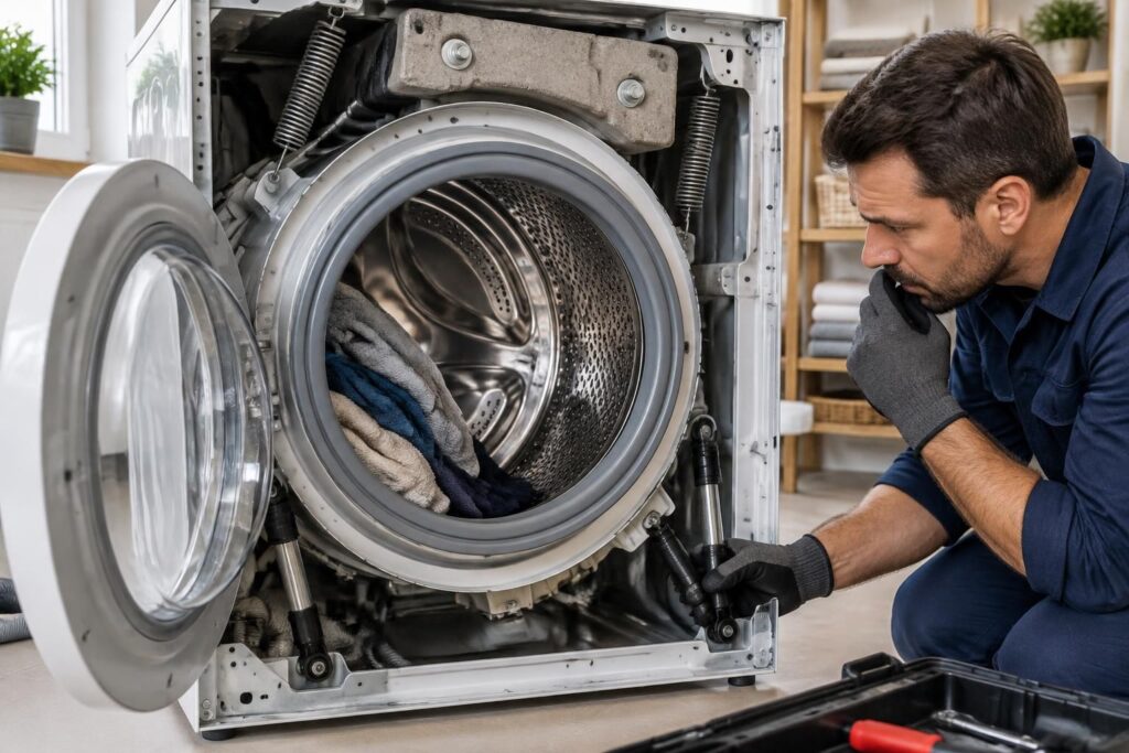 découvrez pourquoi le tambour de votre machine à laver est désaxé, les causes possibles et le verdict : réparation nécessaire ou remplacement à prévoir.